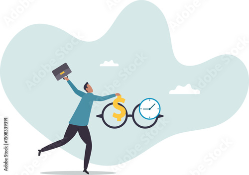 Time is money, investment profit or pension fund, value price or long term investing, saving money or debt payment,character for design.