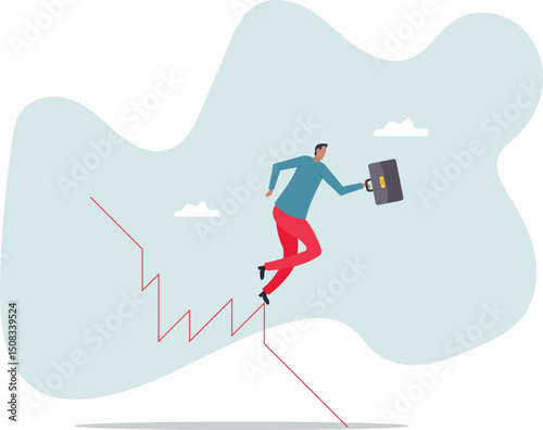 Investing in market downturn, recession or financial crisis, short sell or make profit in stock market, crypto currency decline .character for design.