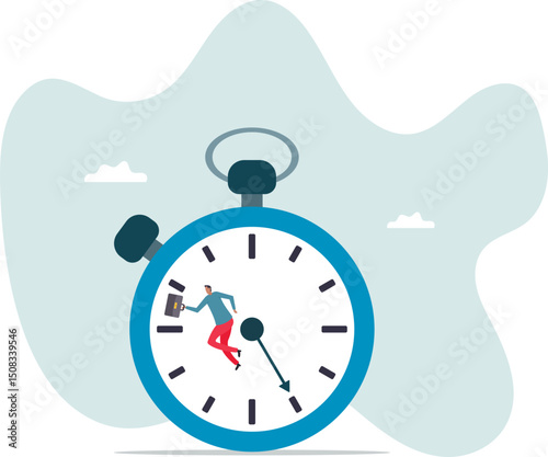 Race against time, hurry up to finish work within aggressive deadline, time counting down, speed and efficiency to complete work.character for design.