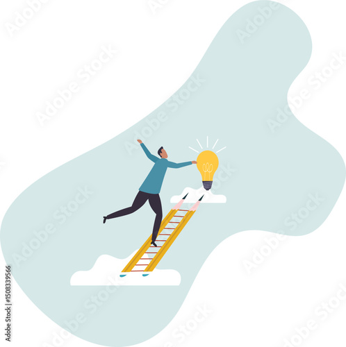 Creative idea, inspiration or imagination to create new innovative work, opportunity or wisdom.business concept.flat character.character for design.
