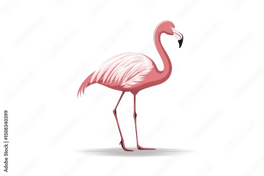 Fototapeta premium Flamingo animal bird white background.