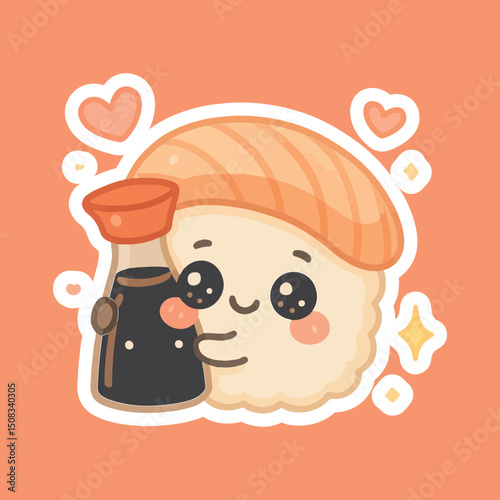 Kawaii sushi mascot in cartoon style Cute shushi menu
