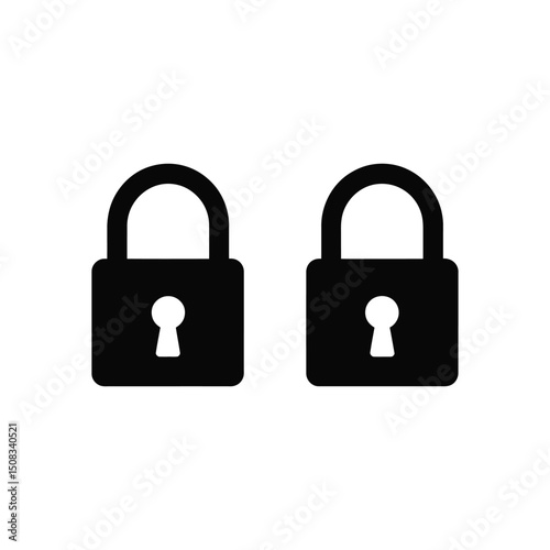 Padlock silhouette vector art illustration