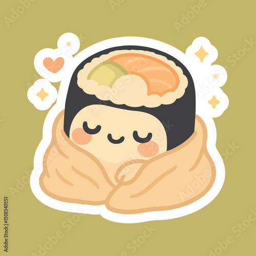 Kawaii sushi mascot in cartoon style Cute shushi menu