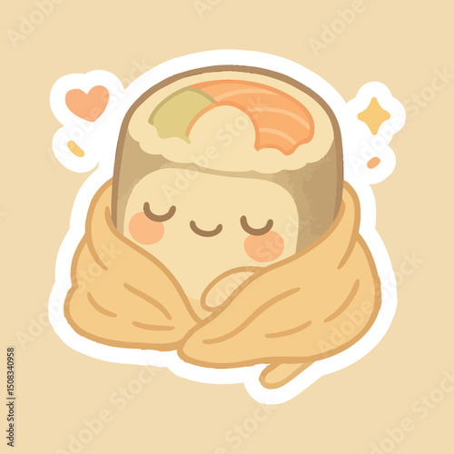 Kawaii sushi mascot in cartoon style Cute shushi menu