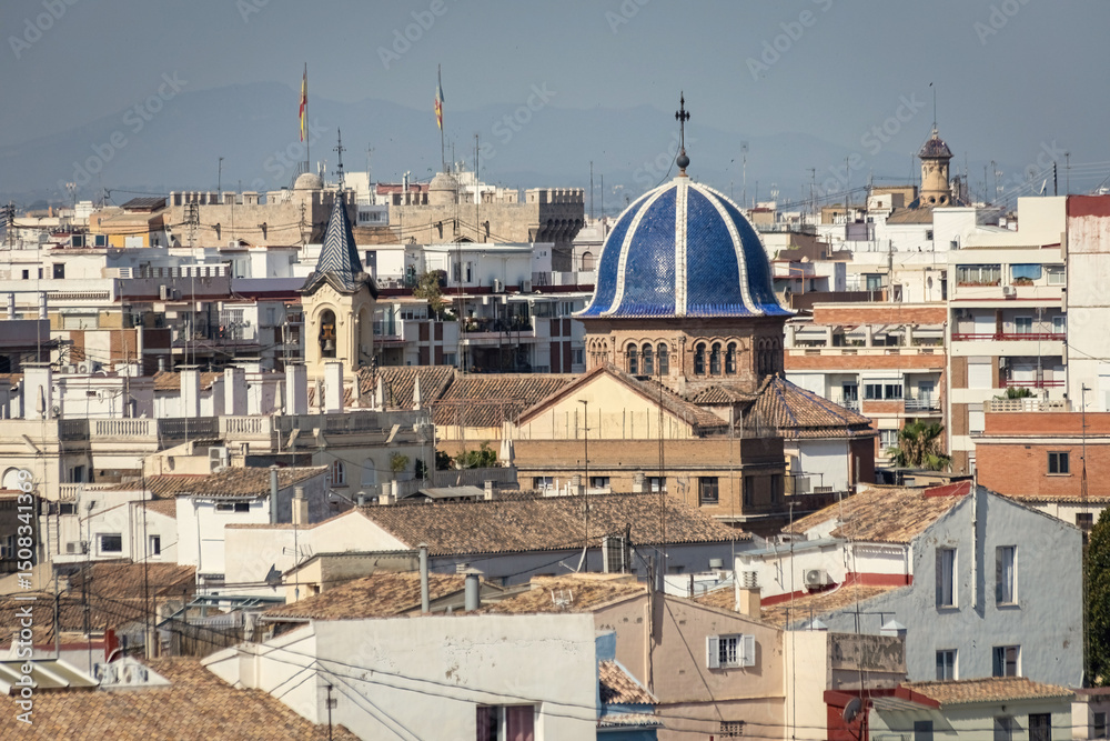 Obraz premium Aerial view of Valencia city from Serranos towers, must-see Valencia, Spain