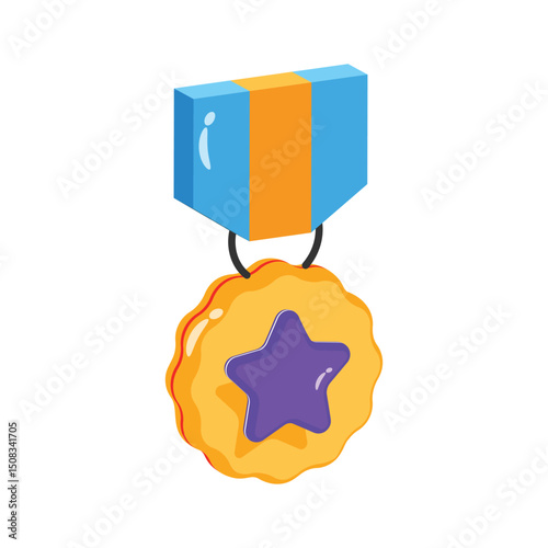 A premium 2d style icon of student star badge
