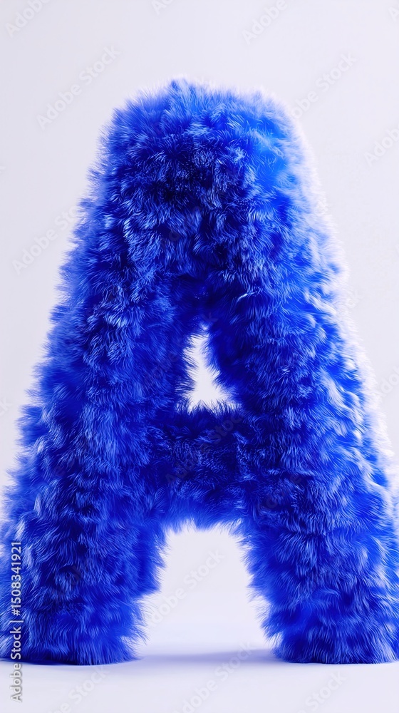 Blue 3D Fluffy Letter A. 3d render illustration Blue 3D Fluffy Letter A. 3d render illustration