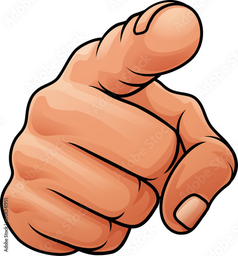 A need or want you pointing finger cartoon hand icon concept
