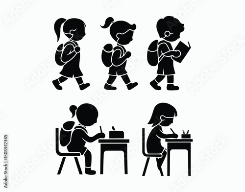 Back to School Silhouette Vector Illustration Collection
