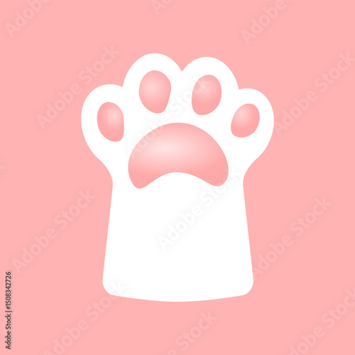 Cute white cat paw foot on pink background vector design