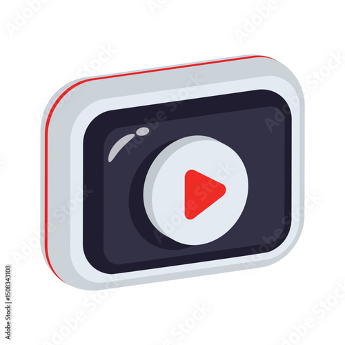 A captivating 2d icon representing a video player screen