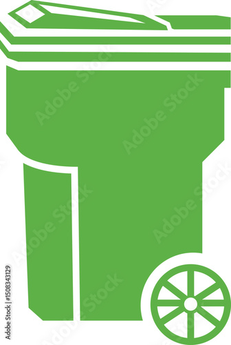 Green Recycling Bin with Wheels vector illustration