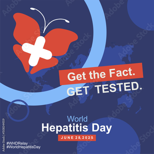 World Hepatitis Day 2025 with Butterfly Shaped Liver Symbol. World Hepatitis Day Awareness and Prevention Poster, Banner. Flyer, Social Media Campaign, Background. 