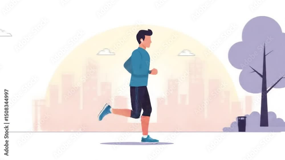 Man Jogging in City Park for Fitness and Healthy Lifestyle Man Jogging in City Park for Fitness and Healthy Lifestyle