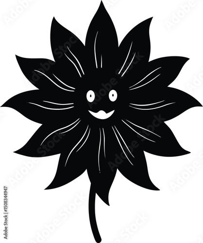 Wallpaper Mural black silhouette of a flower Torontodigital.ca