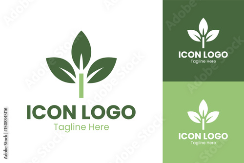 Green Leaf Icon Logo for Eco Branding