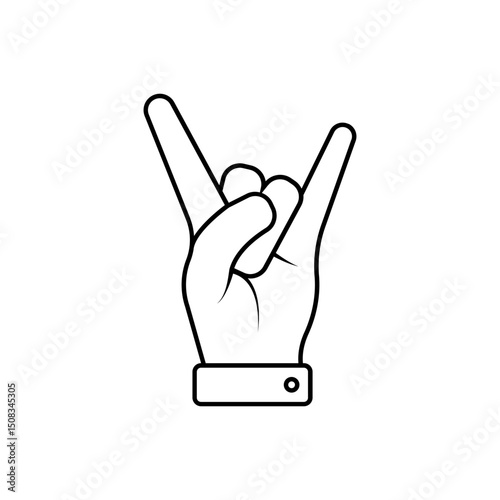 Rock and roll hand vector line icon isolated on white background. Rock and roll hand line icon for infographic, website or app. Scalable icon designed on a grid system.