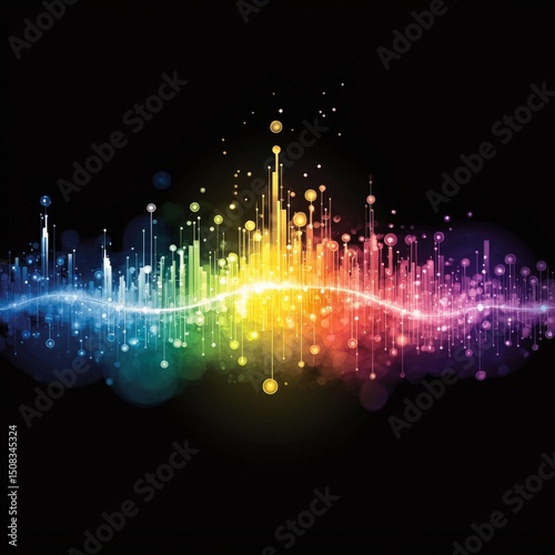 Vibrant Interpretation of Sound Waves Morphing in Colorful Design