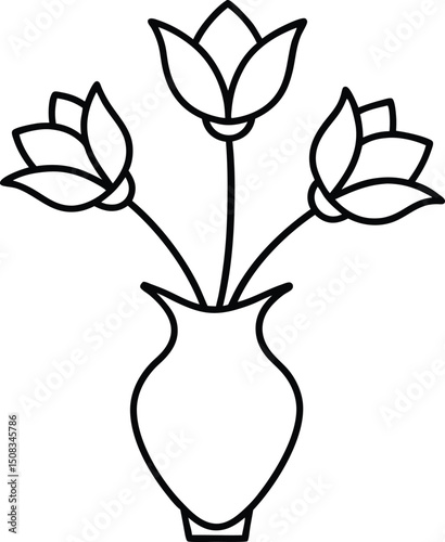 vector illustration of a vase with flowers