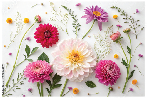 Spring Floral Arrangement with Vibrant Petals and Leaves
