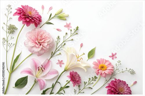 Spring Floral Arrangement with Vibrant Petals and Leaves