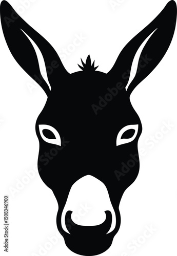 donkey head icon silhouette on white background.eps