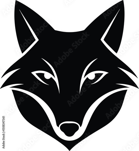 fox head icon silhouette on white background (1).eps