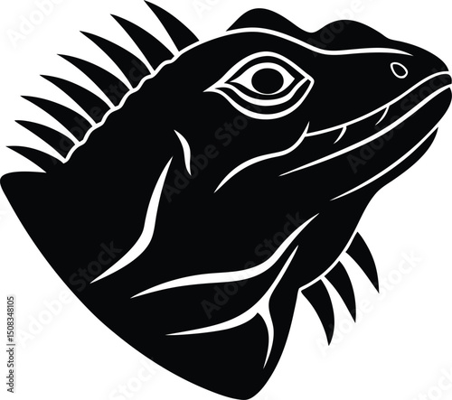 iguana head icon silhouette on white background (2).eps