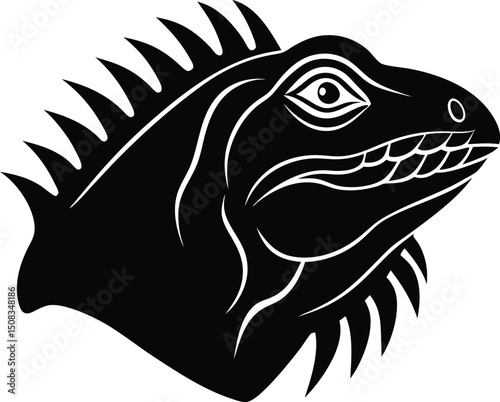 iguana head icon silhouette on white background (3).eps