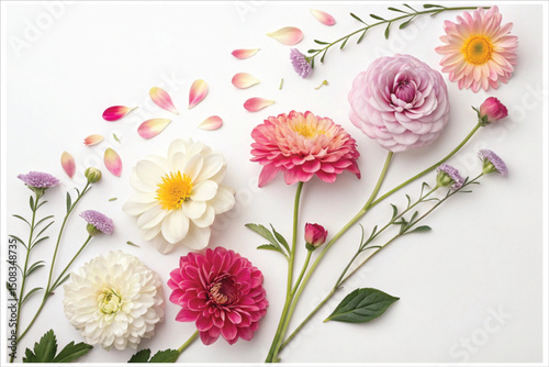 Spring Floral Arrangement with Vibrant Petals and Leaves