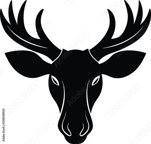 moose head icon silhouette on white background (2).eps