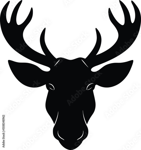 moose head icon silhouette on white background (1).eps