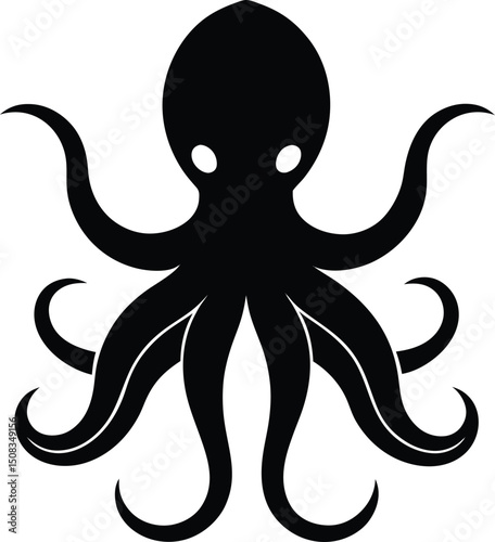 octopus head icon silhouette on white background   (3).eps