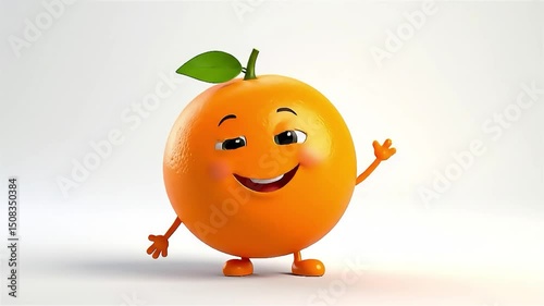 A cartoon orange character is standing in a field of orange flowers
