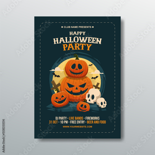 happy halloween party simple poster template design