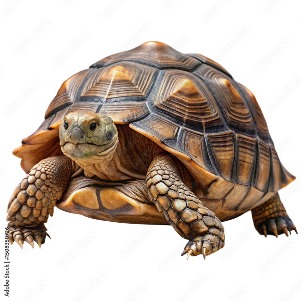 Naklejka premium russian tortoise pet reptile isolated white background shell pattern animal wildlife exotic creature brown 