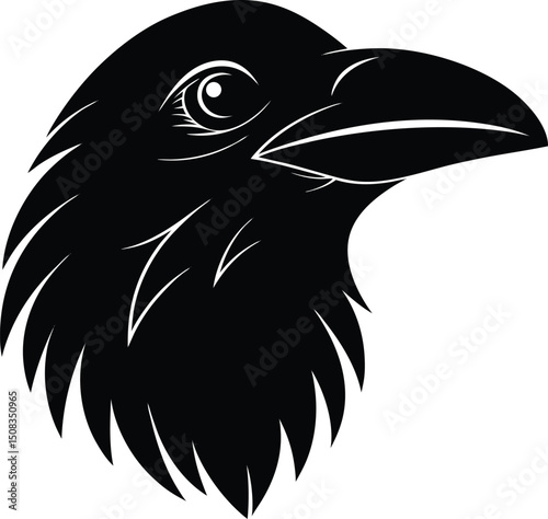 raven head icon silhouette on white background   (3).eps