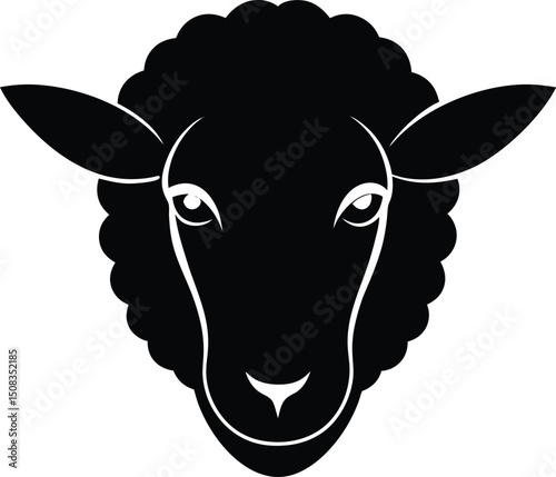 sheep head icon silhouette on white background (1).eps