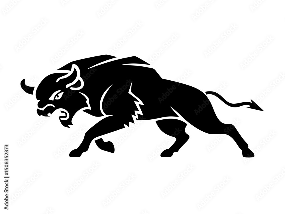 Fototapeta premium Premium Ultra Detailed Pencil Sketch Of An Angry Bison Ch Icon
