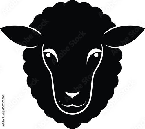 sheep head icon silhouette on white background (2).eps