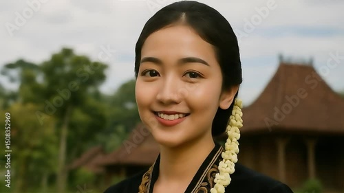 Indonesian women wear traditional dresses.