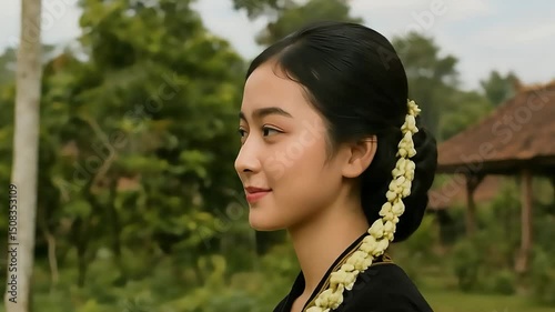 Indonesian women wear traditional dresses.
