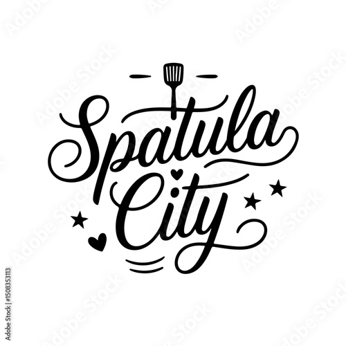 Spatula City. Funny Kitchen Quotes Vector Design Isolated on White Background