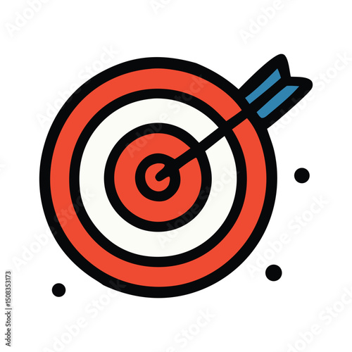 Arrow hitting target bullseye, symbolizing precision, accuracy, success. Suitable for business, strategy, goal achievement concepts. Marketing materials, presentations, websites.