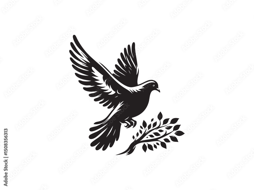 Fototapeta premium Flying Bird Silhouette – Minimal and Clean Black Bird.