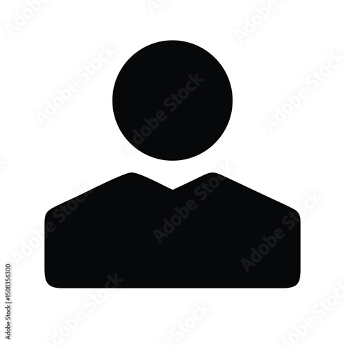 Modern Minimalist Black Silhouette User Profile Avatar Icon - Clean Vector Graphic for Web & App UI, Default Account Placeholder, Generic Online Identity Symbol.