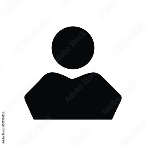 Modern Minimalist Black Silhouette User Profile Avatar Icon - Clean Vector Graphic for Web & App UI, Default Account Placeholder, Generic Online Identity Symbol.
