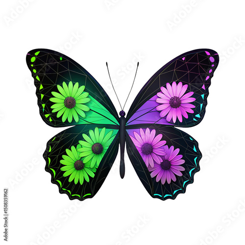 Transparent Butterfly Floral Clipart – Watercolor Nature Elements with Transparent Background