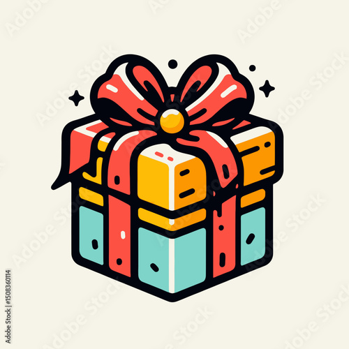This image of a brightly colored gift box with a bow is perfect for websites and blogs about presents, holidays, celebrations, birthdays, and special occasions.

